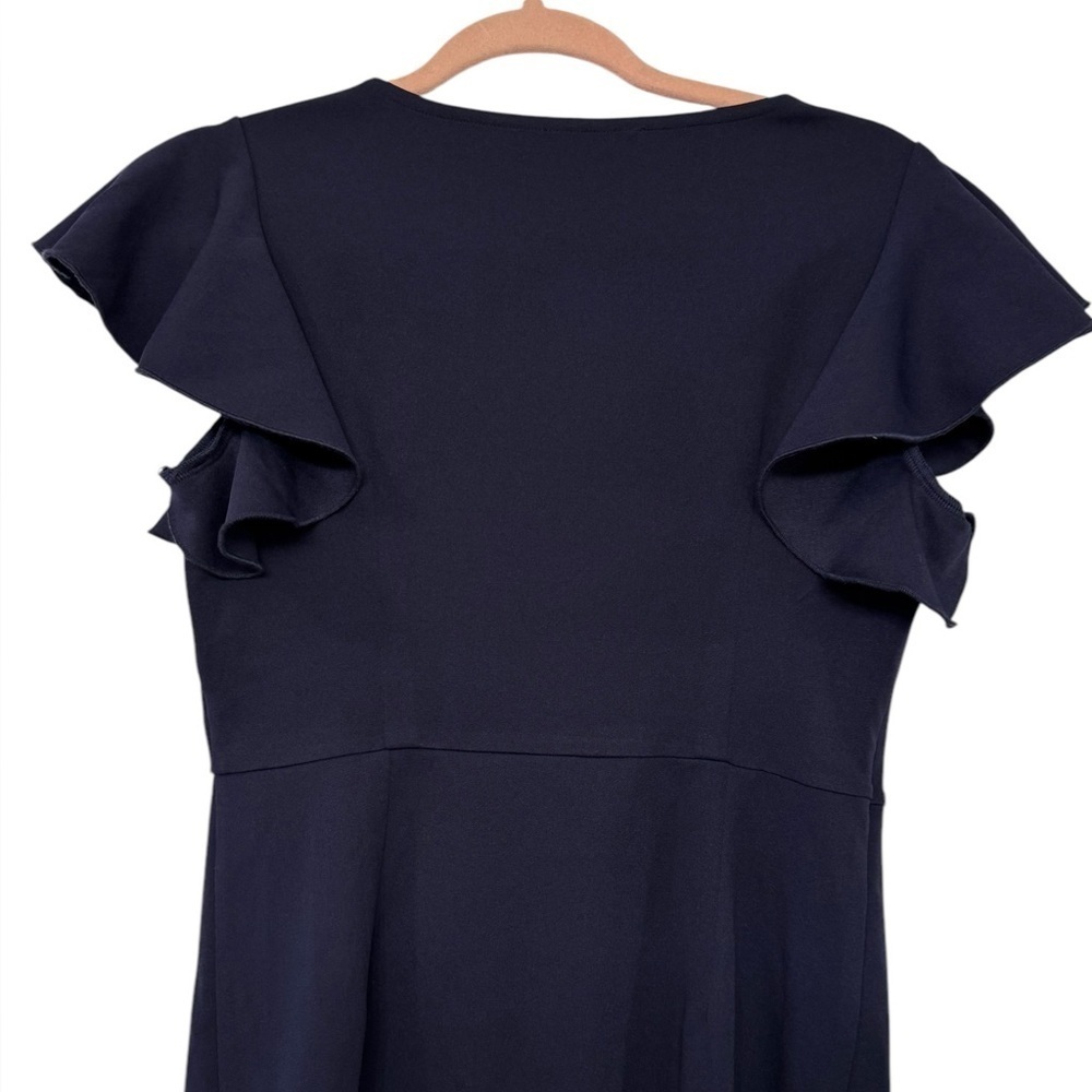iHot Faux Wrap Ruched Front Ruffle Sleeve Dress - Picture 7 of 9